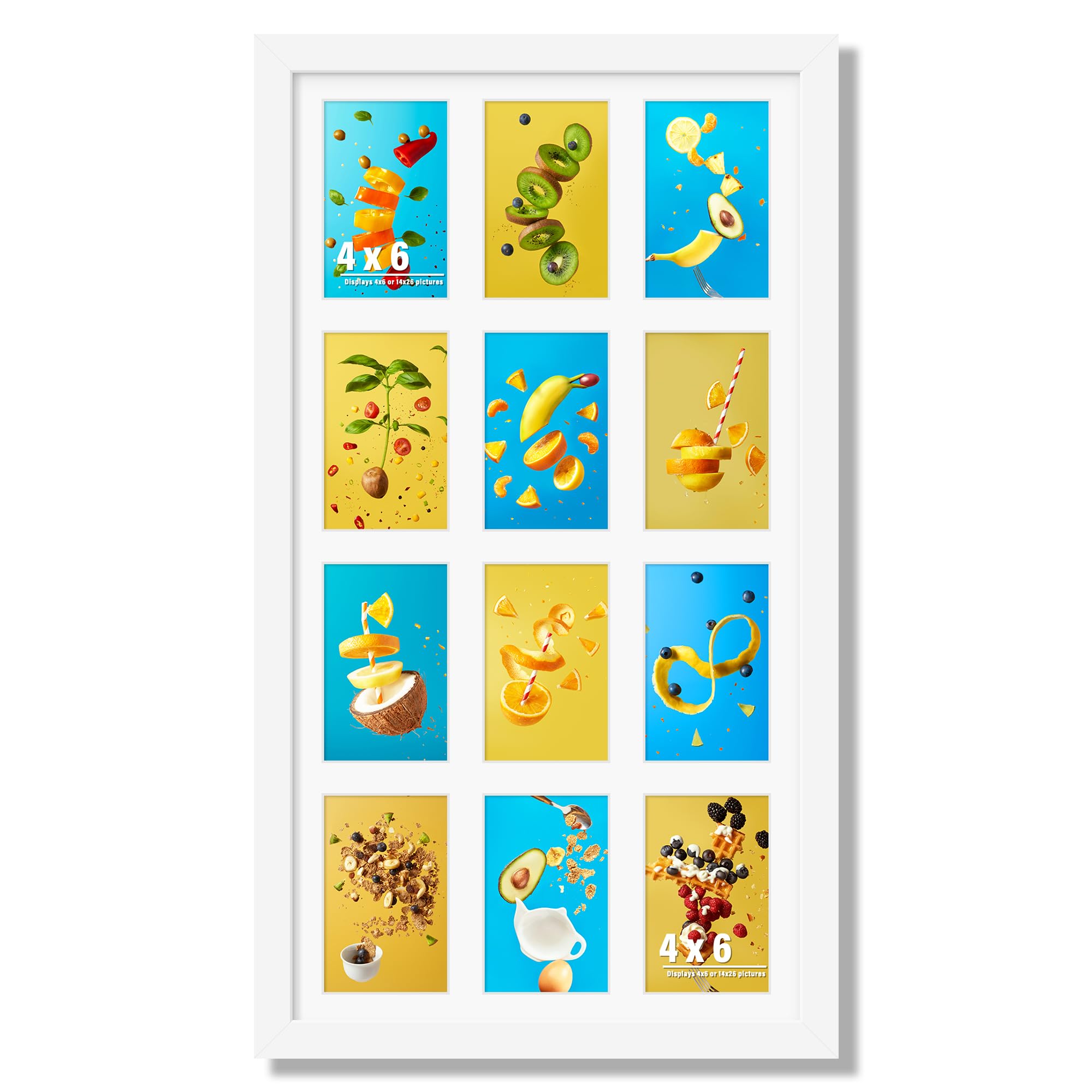 DUENPY 14x26 Collage Picture Frame 4x6 Collage Picture Frame Displays Twelve 4x6 inch Photos Available Horizontal Wall Mounting Display and Vertical White
