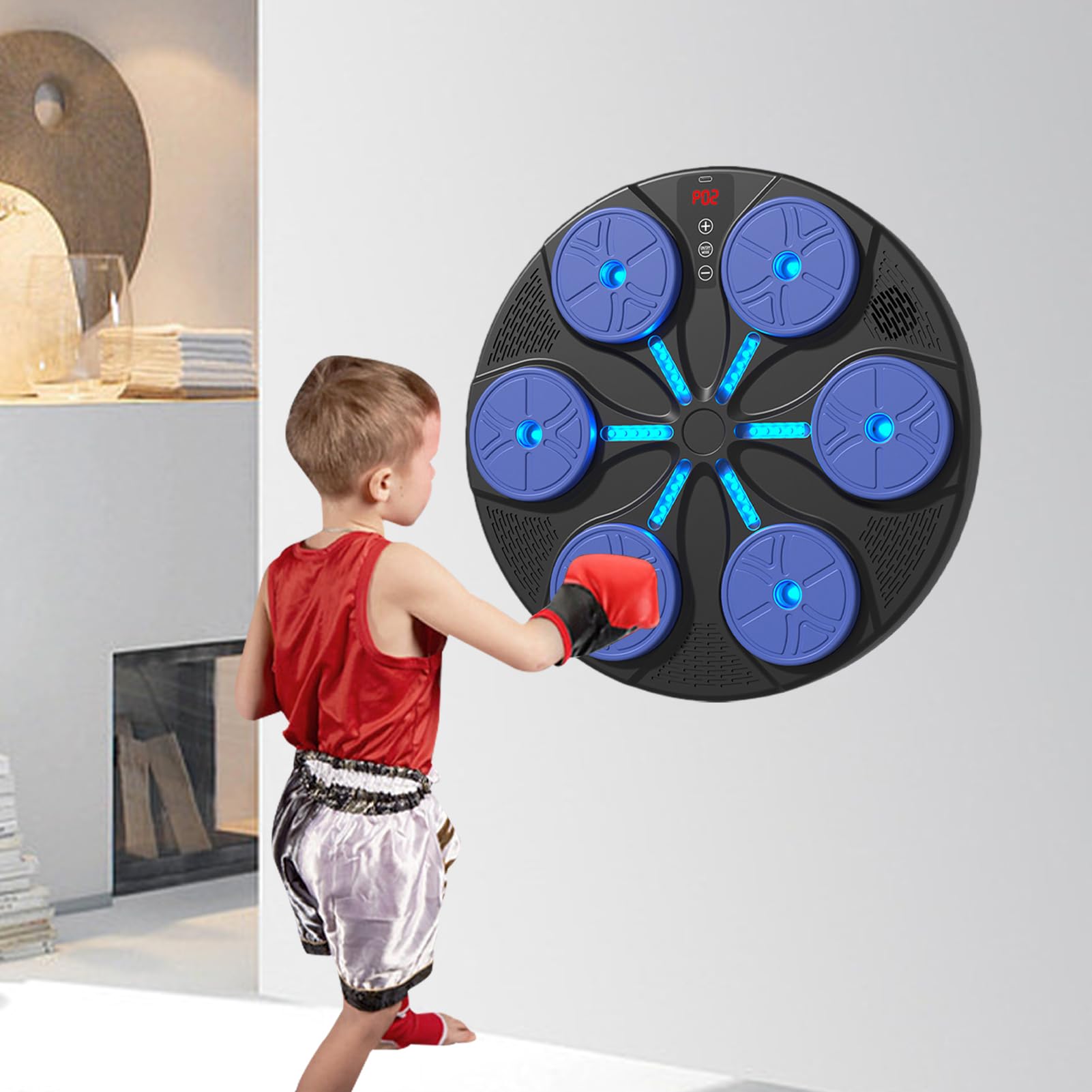 Punzonatrice musicale | 8 modalità di allenamento per esercizi – con luce RGB per boxe, allenamento musicale – per donne e adulti, casa, ufficio, palestra, fitness al chiuso, allenamento, sport