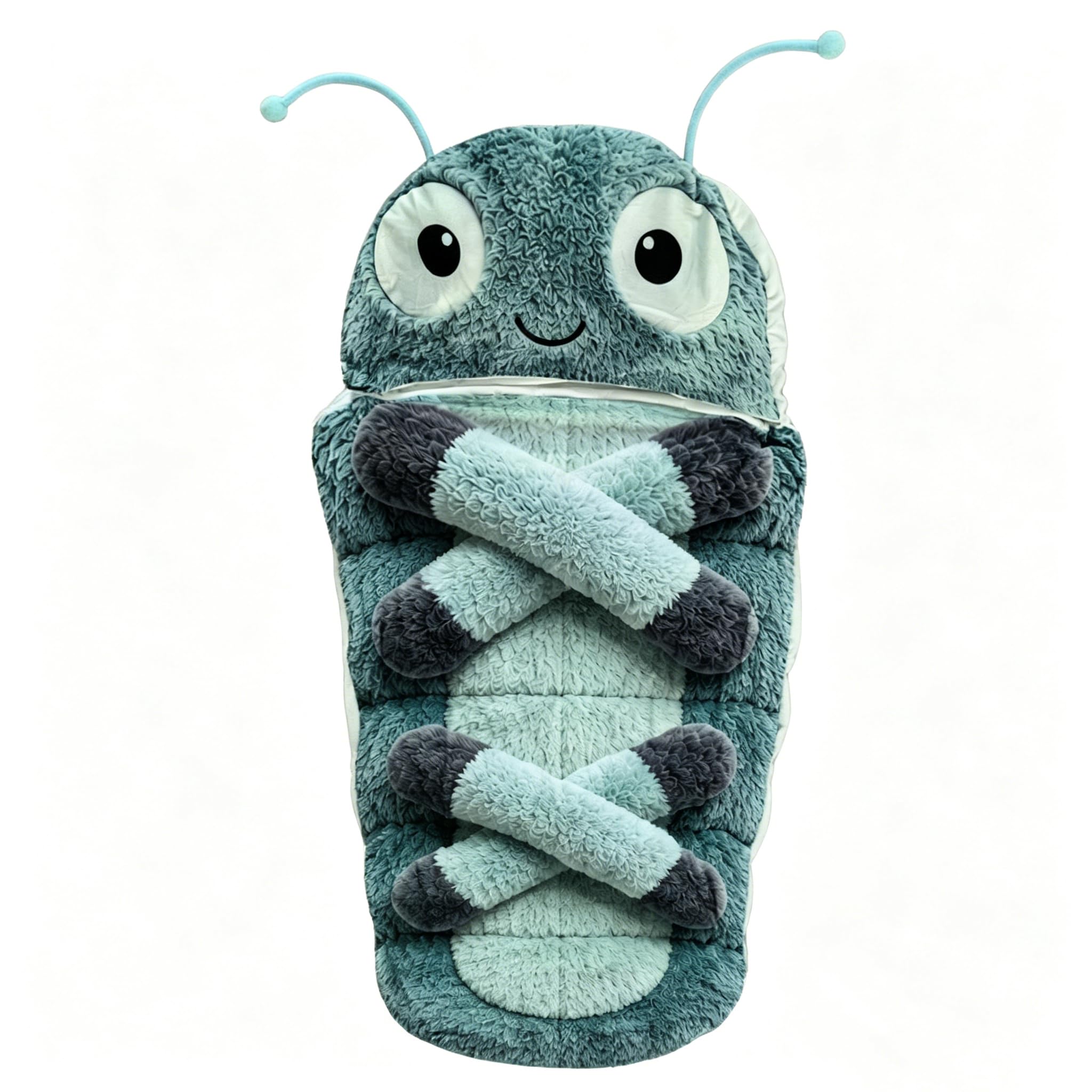 Hugging Caterpillar Sleeping Bags, Soft Cocoon-Shaped Full-Body Recliner Plush Lounger Multi-Function Dishwasher Safe Comfortable Reading Nook For Adults(Blue)