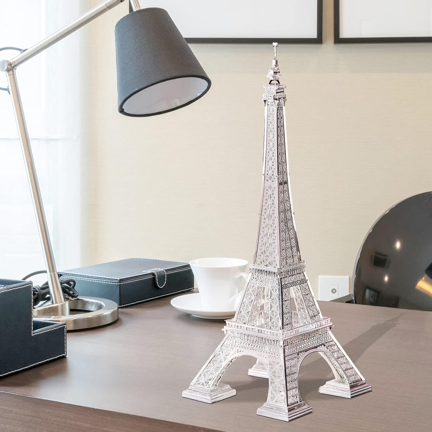 Piececool Eiffel Tower model displayed on a desk