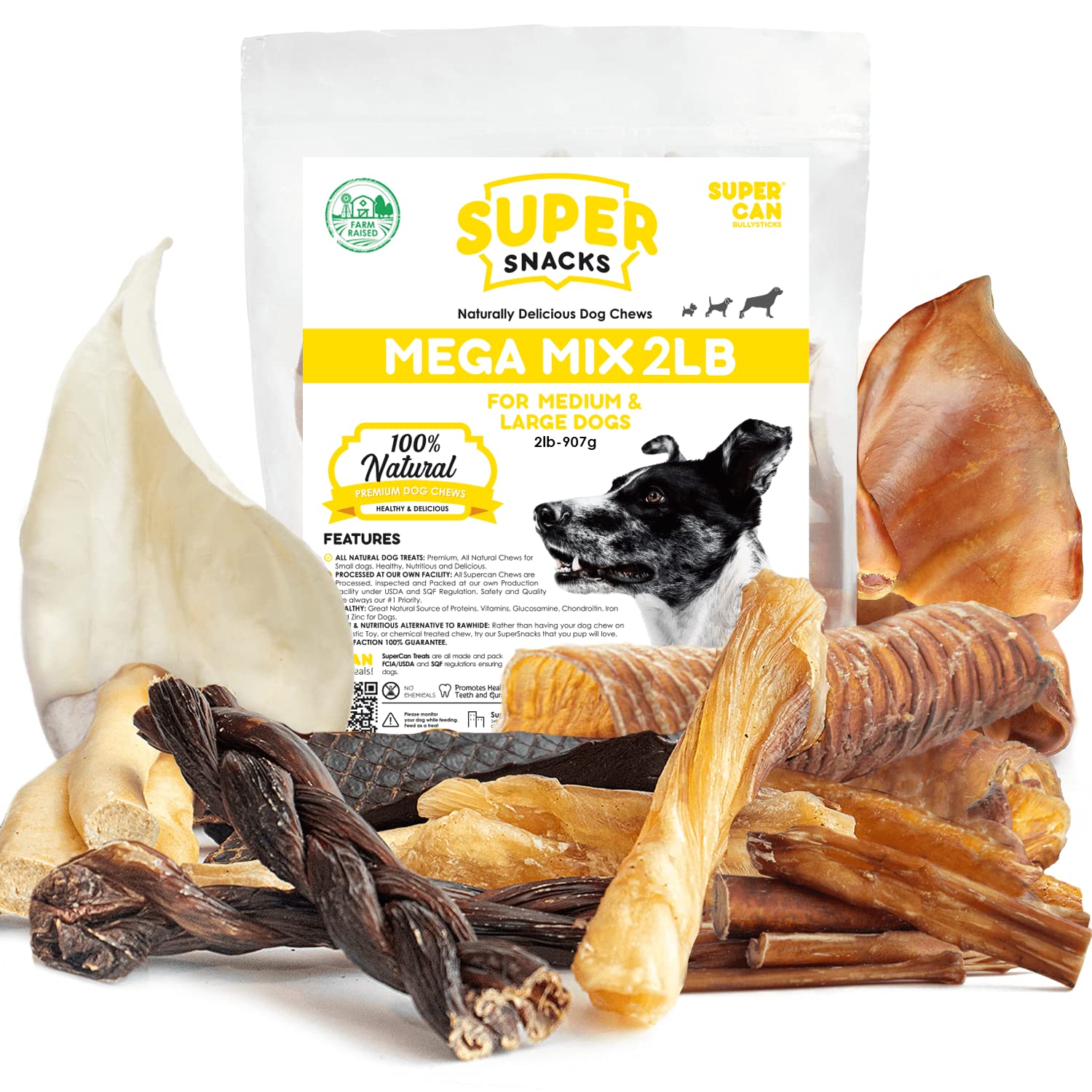 Buy SUPERCAN MEGA Mix Dog Chews Variety Pack [2lb/32oz] Natural Dog
