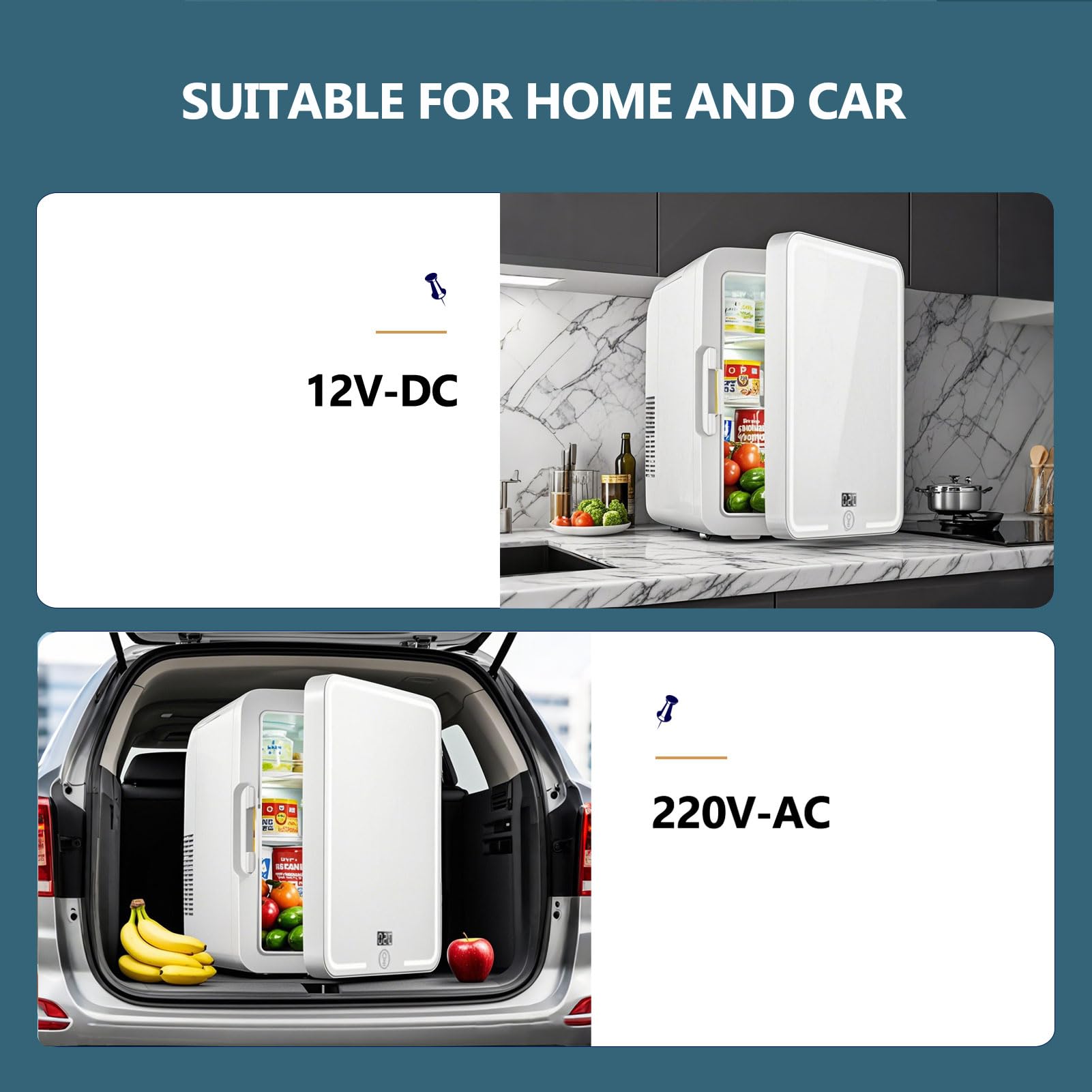 Mini lodówka do domu, cyfrowy wyświetlacz LED 12 V/220 V, 8 l, przenośna i ciepła lodówka termoelektryczna, mała lodówka na kosmetyki, 0-20℃ [klasa energetyczna G]