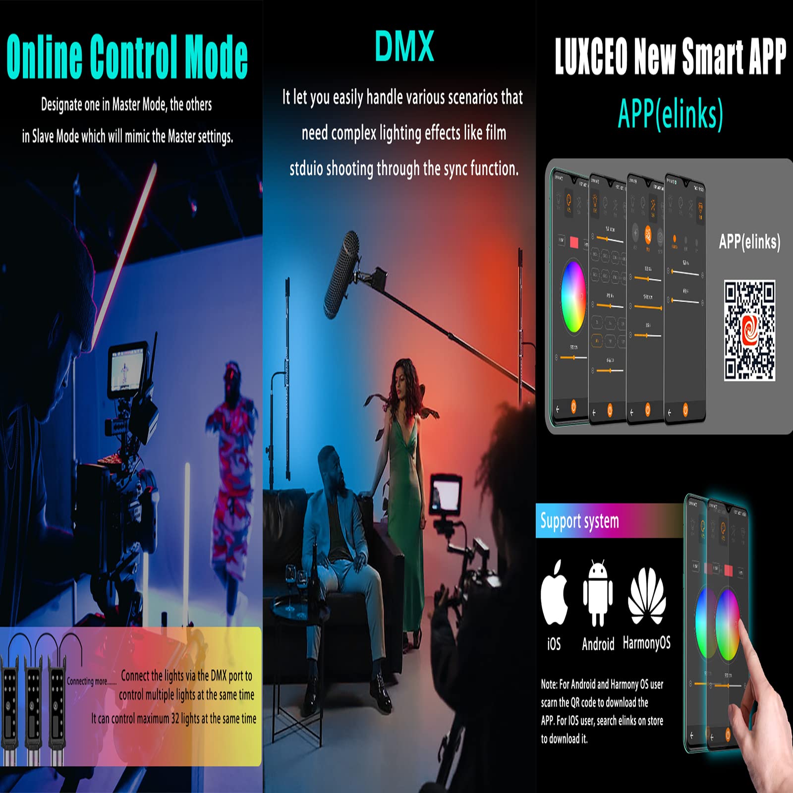 Amazon | LUXCEO P120S RGB led 撮影用ライト,定常光ライト