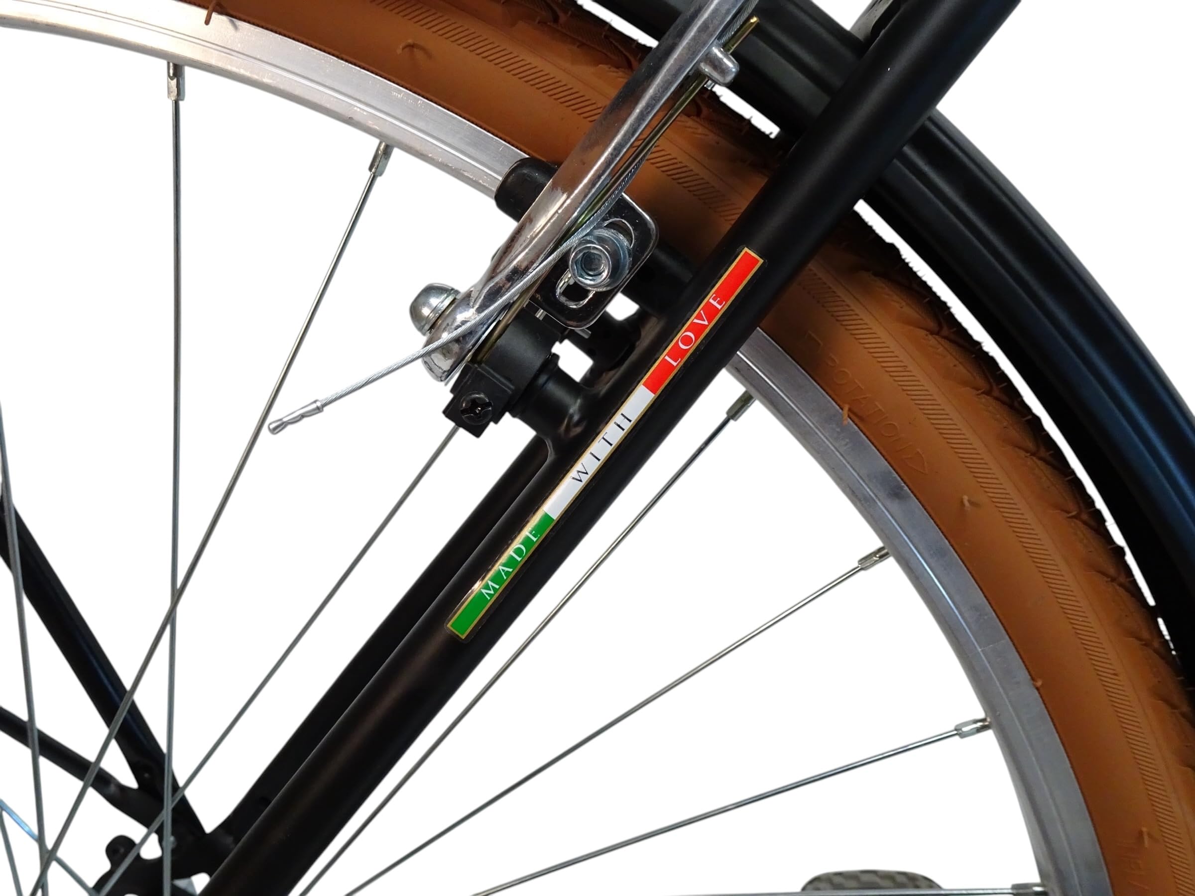 Bici da Città calssica da uomo, Telaio in Acciaio, Ruote 28", Monomarcia 1V, Freni V-Brake, con Portapacchi Posteriore e Luci, Stile Retrò, particolari miele