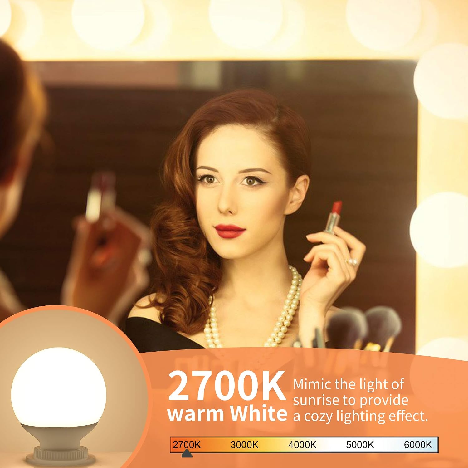hansang G25 Vanity Light Bulb 2700K Warm White 8 Pack, LED Globe Light Bulbs for Bathroom Vanity Mirror,E26 Medium Screw Base,5W 60W Incandescent Equivalent,500 Lumen,Non-dimmable
