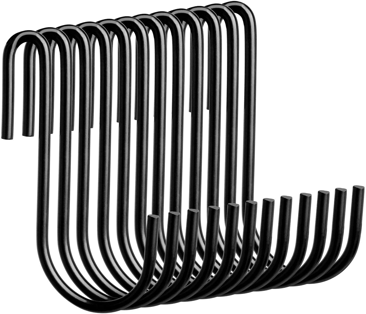 30 Stück S-Haken Aus Metall - 60 Mm, Schwarz, Für Küche, Bad, Garten & Aufbewahrung