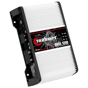Taramps BASS 1200 2 Ohms 1 Channel Mosfet Amplifier 1200 Watts RMS, Monoblock, Crossover, Bass Boost, RCA/High Level Input, Class D, Car Audio, Monitor Level Remote Included, Great for Subwoofers