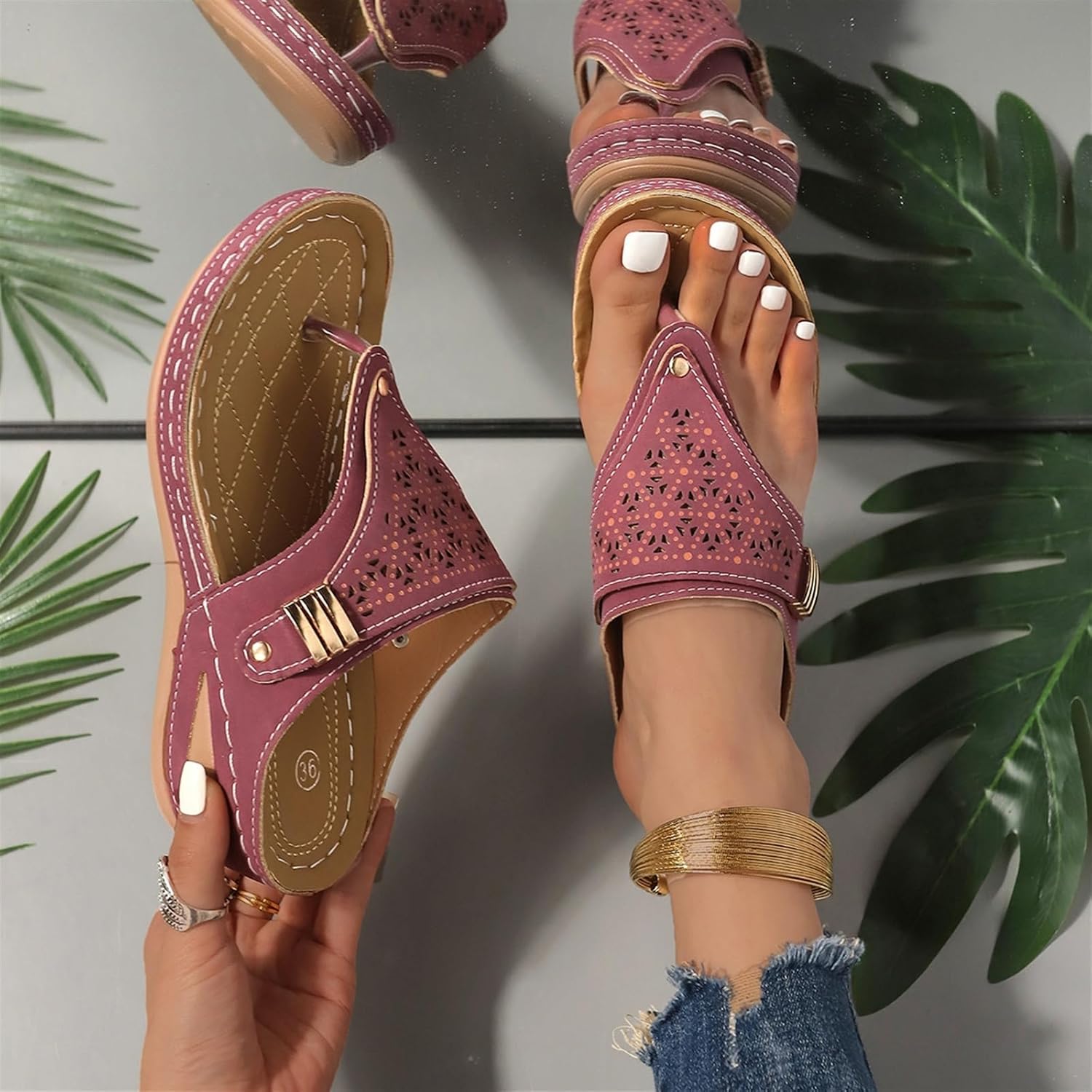 Amazon.com | Women's Platform Wedge Orthopedic Thongs