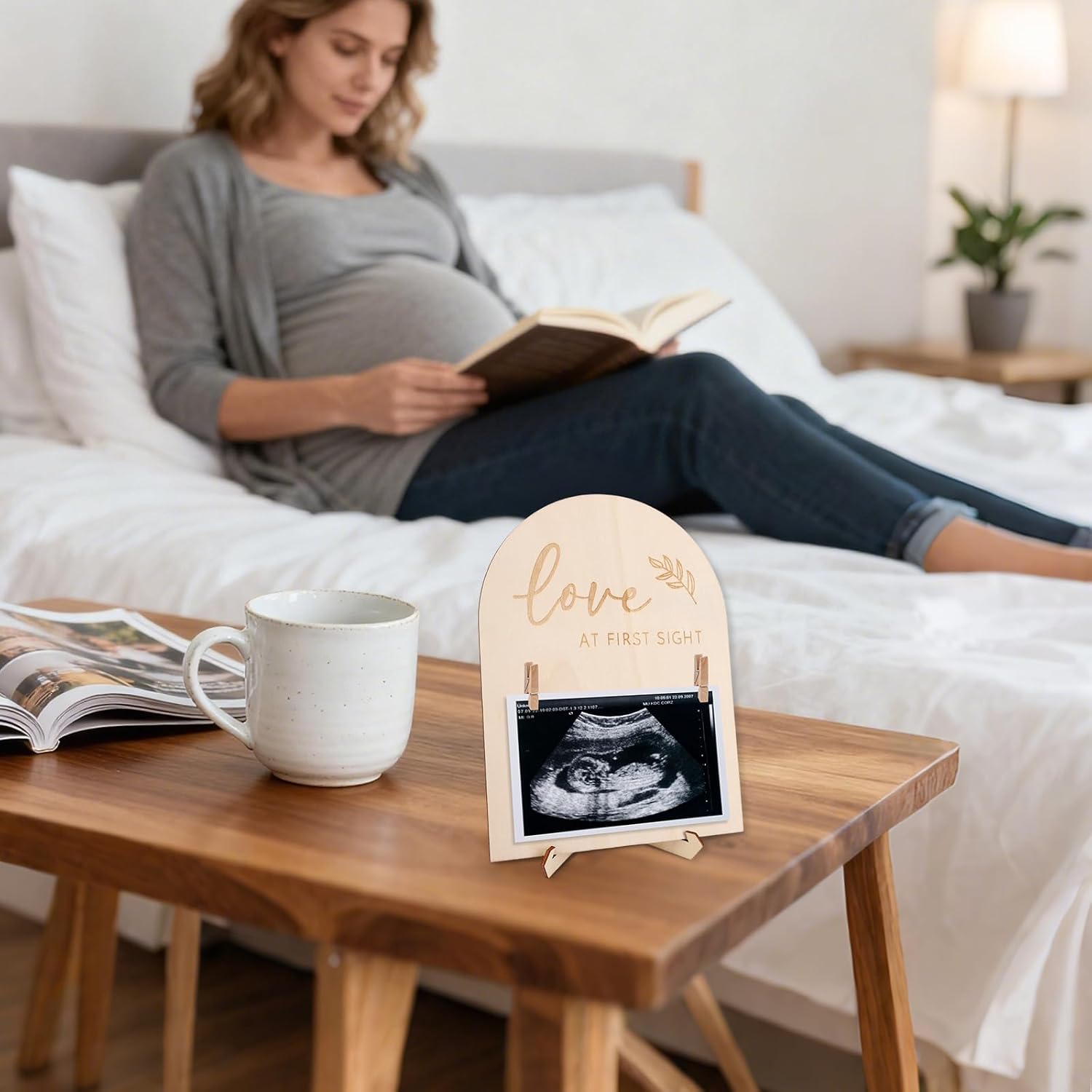 Baby Scan Sonogram Picture Frame, Ultrasound Photo Frame Pregnancy Announcement Keepsake with Bracket & Clip for Gender Reveal Expecting to Be Mom Dad First Time Parents Gifts (Style 1)