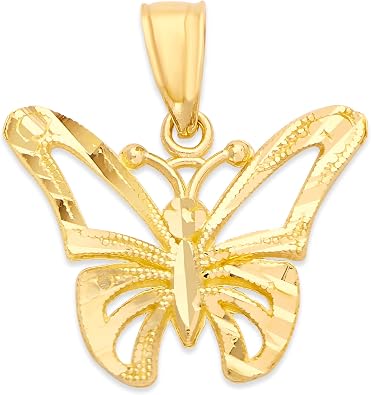 Solid 10k Gold Butterfly Pendant - Symbolic Animal Jewelry Charm