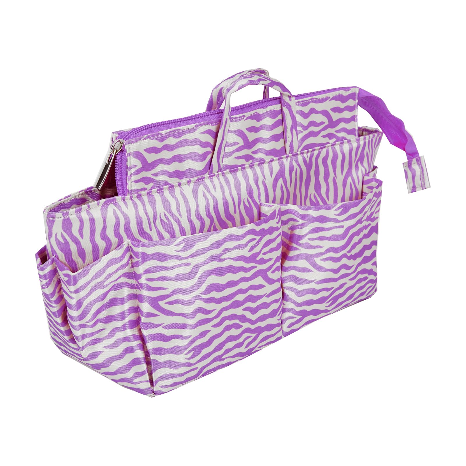 Periea 'Keriea' Handbag Organiser Insert - Tote Bag Insert with 13 Compartments for Bag Organisation - (Purple Zebra)