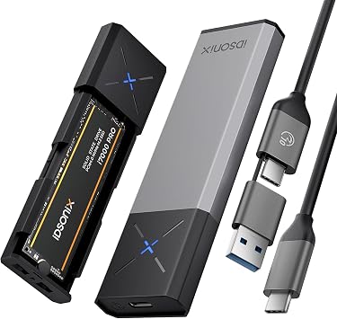 iDsonix M.2 [NVMe & SATA] SSD Enclosure Adapter[Tool Free][Aluminum], NVMe to USB 3.2 Gen2 10Gbps, M.2 to USB C&A Supports M-Key/B+M Key, with UASP Trim for 2230/2242/2260/2280 SSD