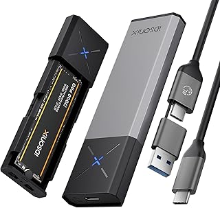 iDSOniX M.2 NVMe SATA Adapter SSD Enclosure [No Tool] [Aluminum], NVMe to USB 3.2 Gen2 with 10Gbps, NVMe Case with UASP&Tr…
