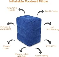 Vista 5 de ENIE Paquete de 1 reposapiés inflable para viajes aéreos, ajustable de tres capas para avión de viaje con bomba de mano, cama inflable ajustable