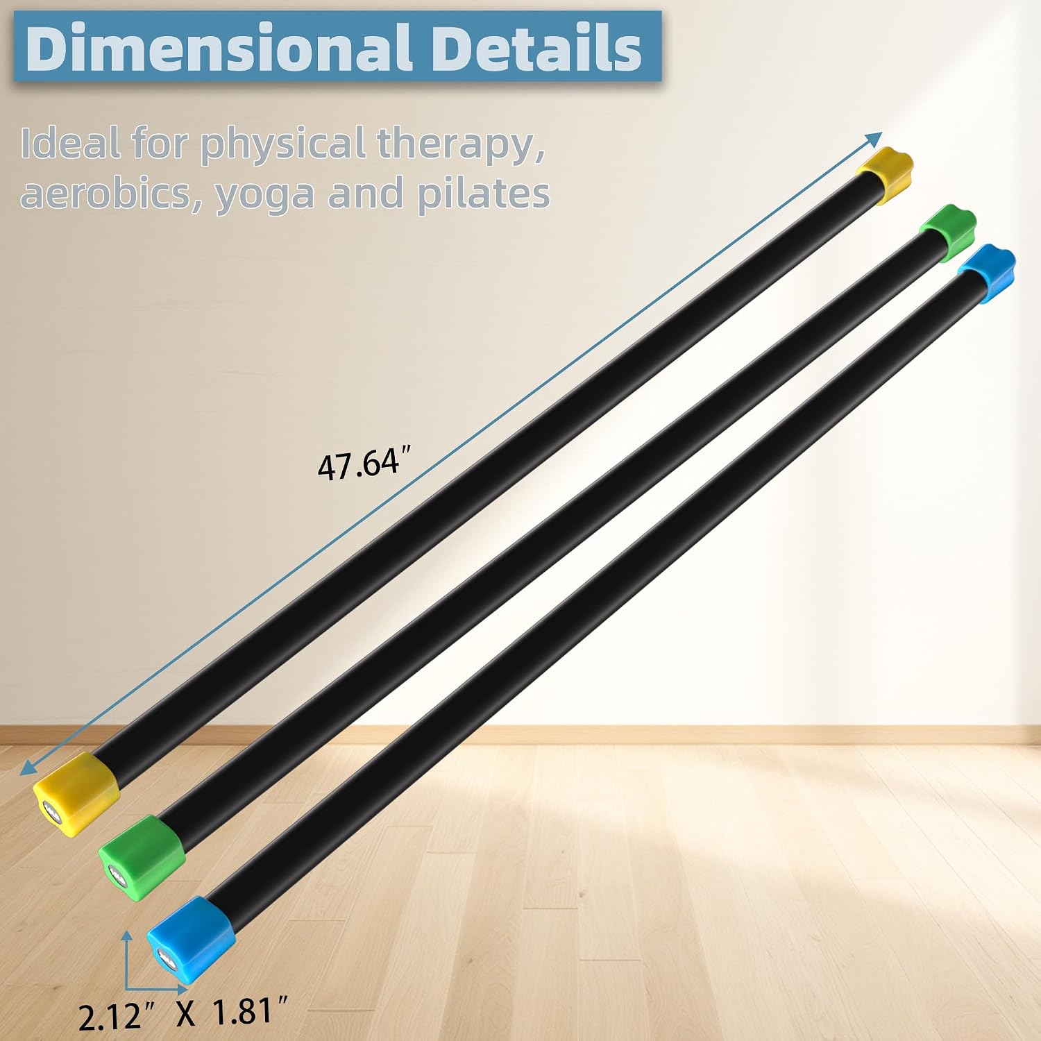 Signature Fitness Total Body Workout and Exercise Weighted Bar with Padded Grip Handle and Steel Core for Fitness and Recreation, Multiple Colors and Sizes, 3 Pack