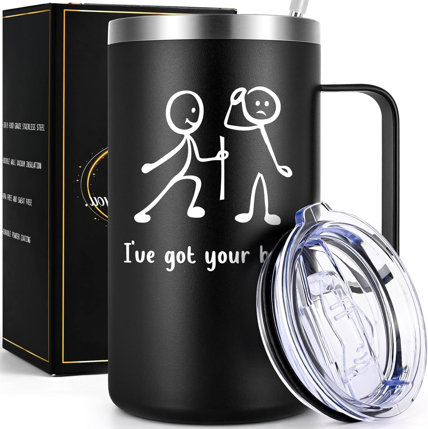 Gtmileo Funny Coffee Mug for Men Women, I've Got Your Back 20oz Stainless Steel Insulated Coffee Mug, Funny Coffee Mugs Adult Humor, Christmas Gifts for Men Women Husband, Gifts for Male Coworkers 2-Black
