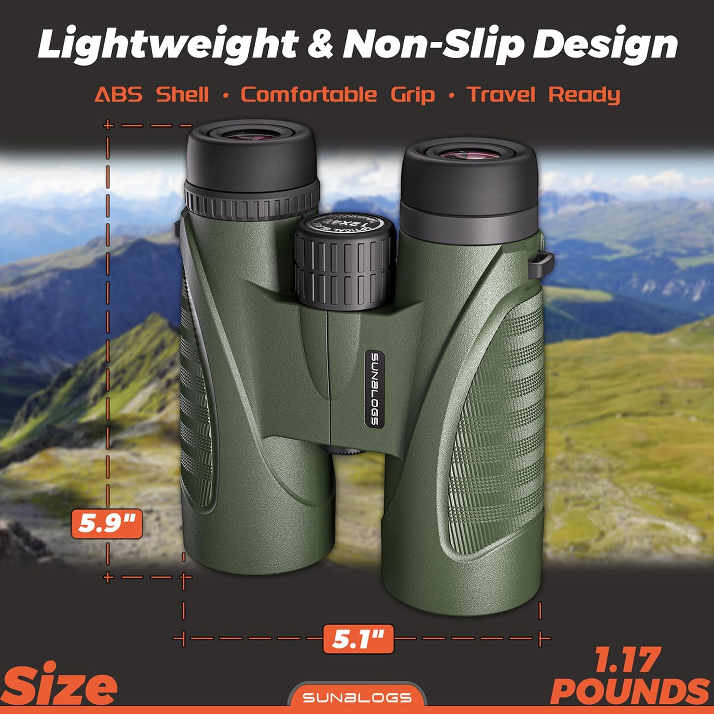 12x42 HD Binoculars for Adults – BAK4 Prism, FMC Lens, Waterproof & Lightweight – Clear Low Light Vision with Carrying Bag for Bird Watching, Travel, Hiking & Cruise (Green) - Image 5
