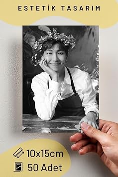 Postifull Bts Duvar Poster Seti - Arkası Yapışkanlı Kolaj Seti - 50 Adet - Siyah Beyaz, 10Cm*15Cm, Kutulu Set;