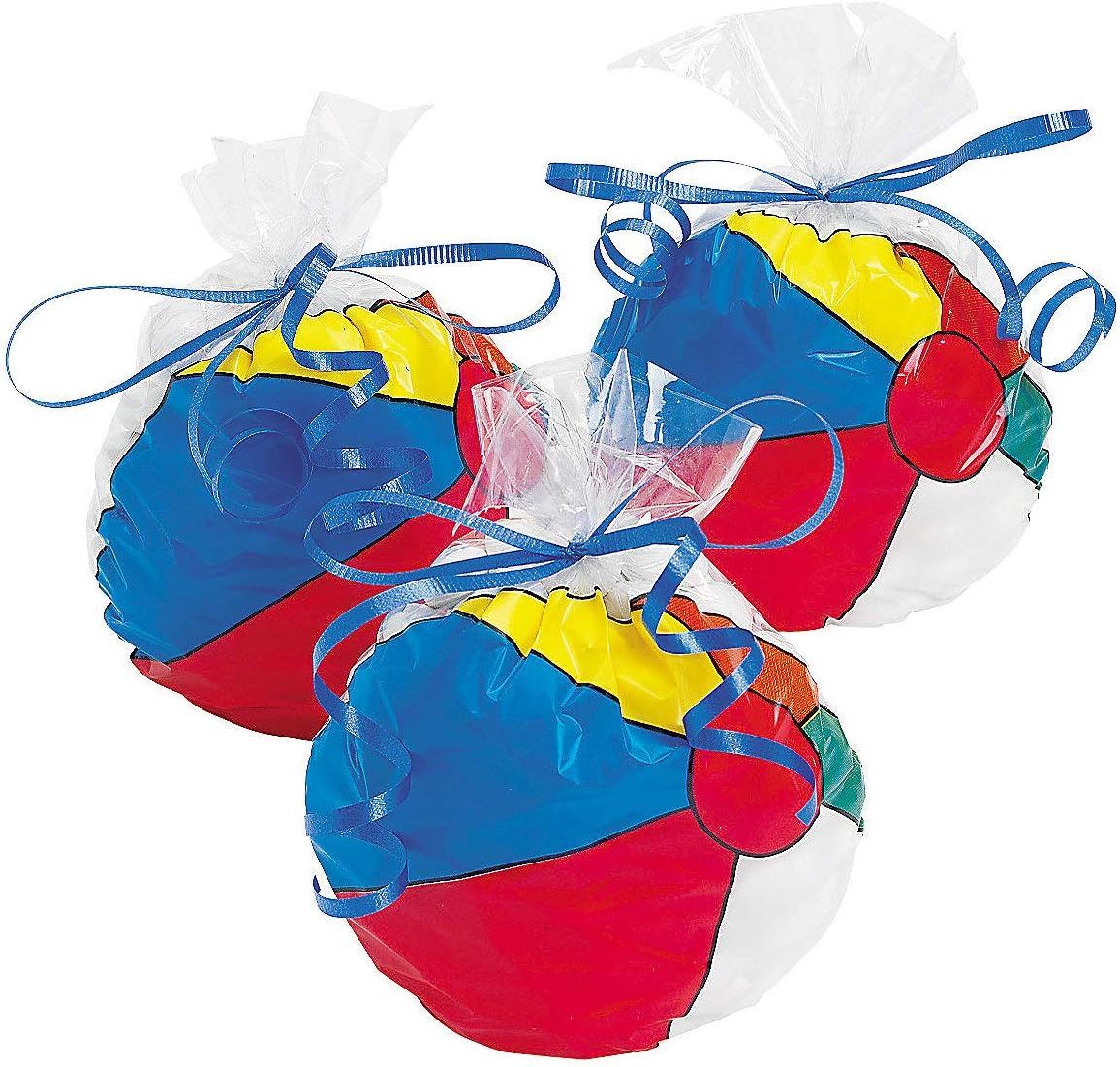 Fun Express - Beach Ball Shaped Cello Bags (dz) - Party Supplies - Bags - Cellophane Bags - 12 Pieces
