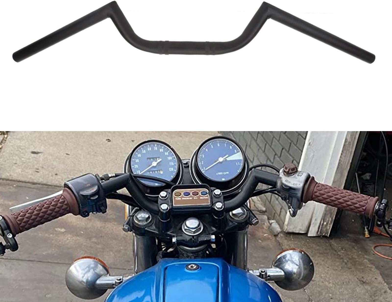 AnXin Motorcycle 7/8" Handlebar Cafe Racer Ace Clubman Style Handlebars 22MM Universal For Bobber Custom Application Black