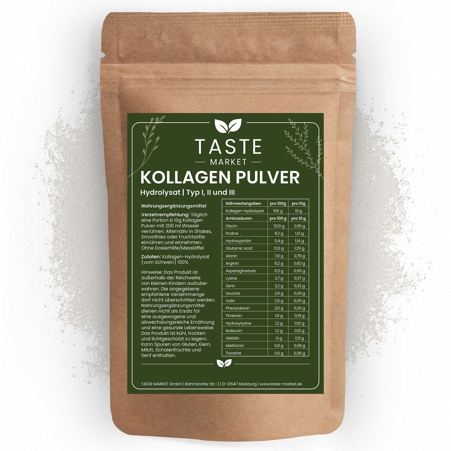 2 kg di collagene in polvere | Collagene idrolizzato senza additivi e testato in laboratorio | insapore | polvere proteica | peptidi tipo 1,2,3 proteine