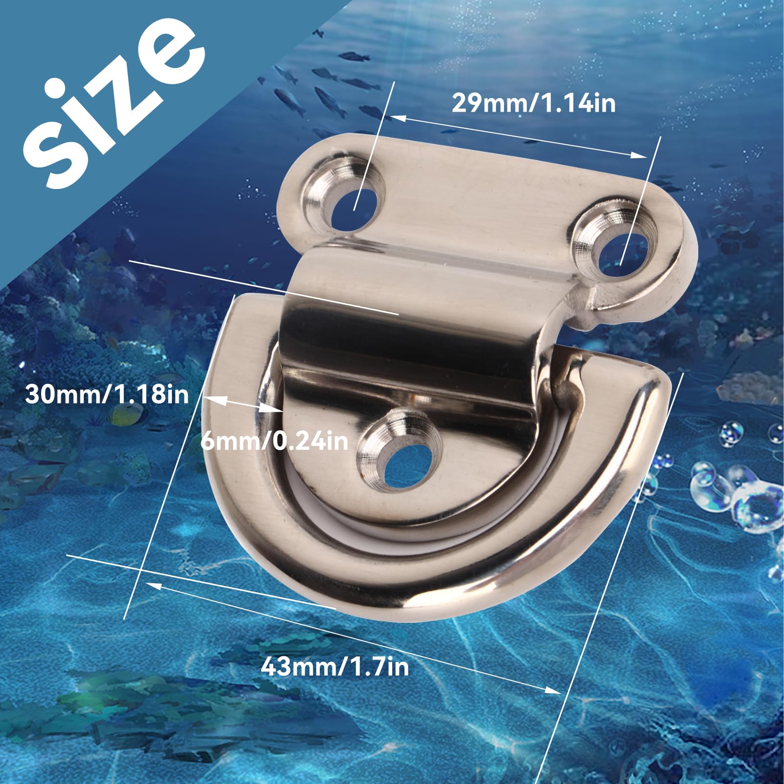 4 Stück Marine Edelstahl Klapppolster, Ösen Klapppolster Ösen-D-Ring Zur Befestigung von Marine-Teilen Depot Anhänger D-Ringe Boots-Zurrring Polster Heavy Duty Zurrösen für LKW Boot Autos Kayak