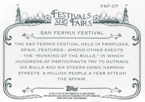 Miniatura 2 de 2014 Topps Allen & Ginter Baseball Festivals & Fairs #FAF-07 San Fermin Festival