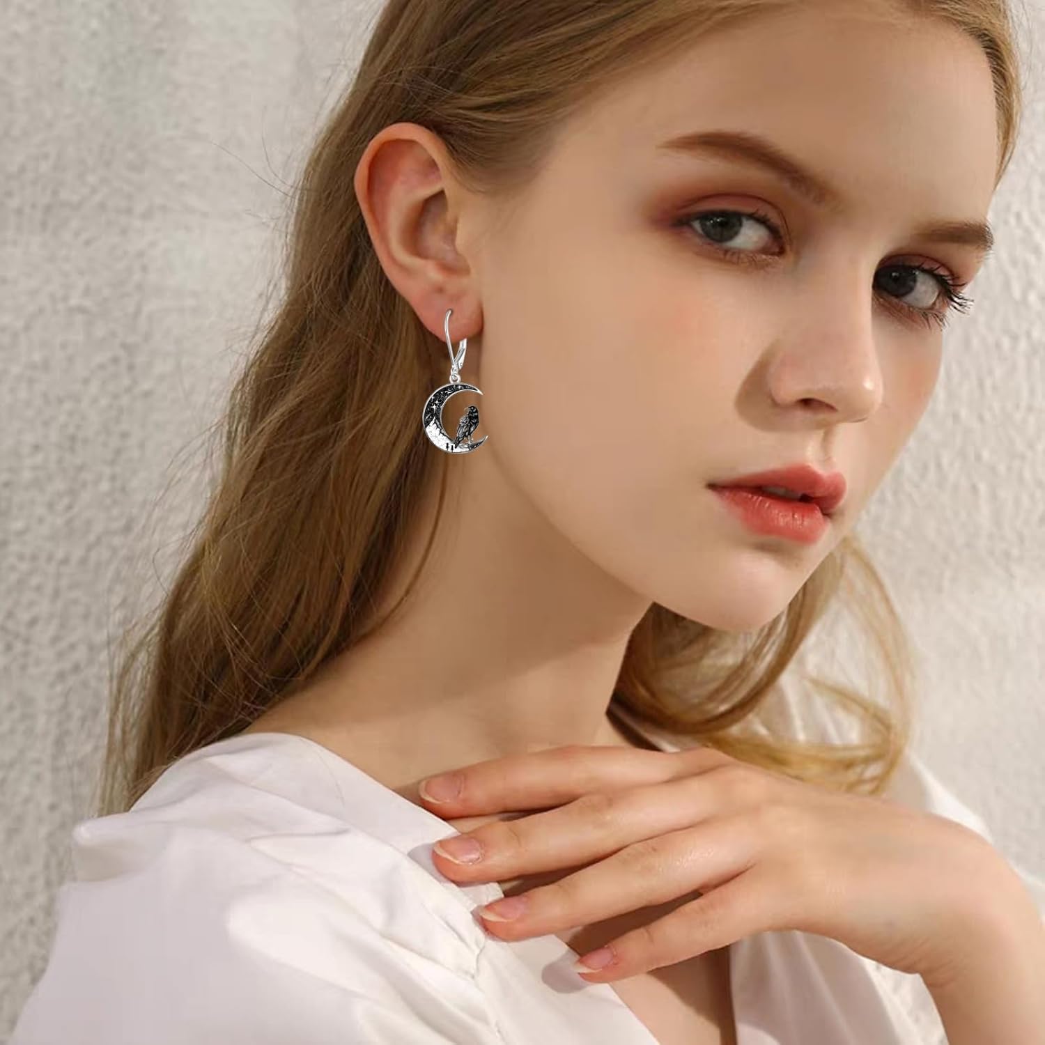 Black Cat/4th of July/Bat/Spider/Pumpkin/Wolf/Bunny/Sun and Moon/Turtle/Raven 925 Sterling Silver Leverback Dangle Earrings Moon Gothic Christmas Earrings Jewelry Gift for Women - Image 3