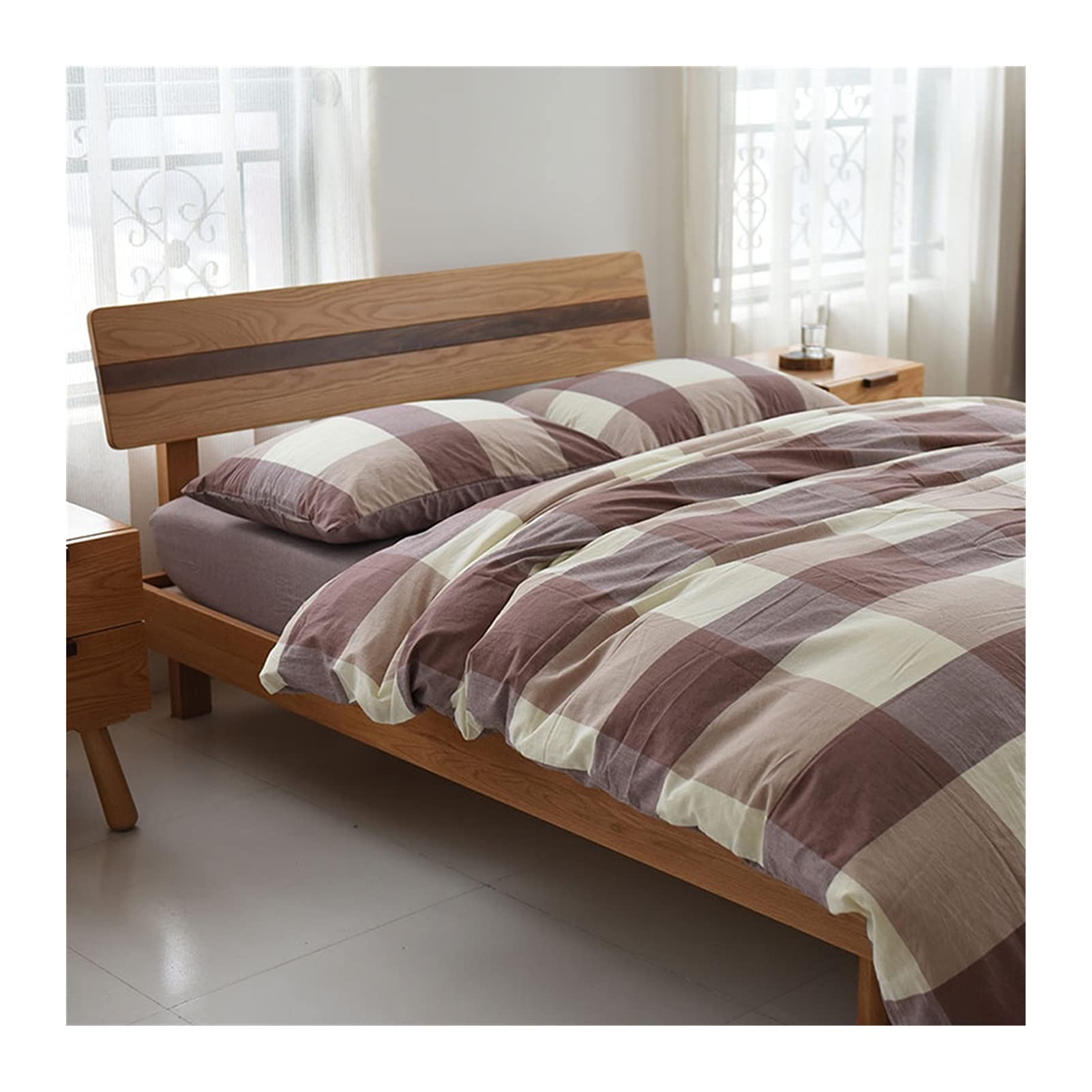 Housse de couette 100% coton lavé marron pour un lit double élégant