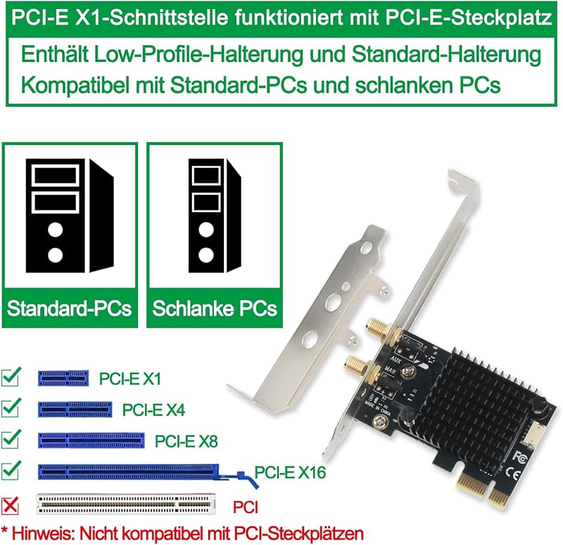 Ziyituod AC1200 WiFi PCI-E adapter Bluetooth 4.2 asztali számítógéphez