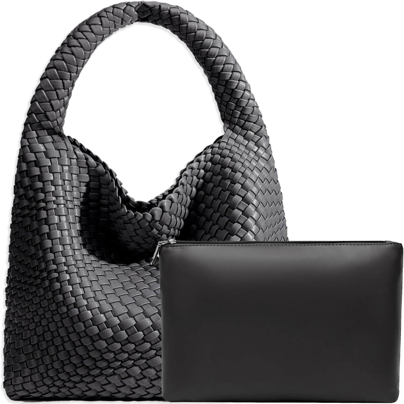 JINMANXUE Woven Tote Bag for Women, Fashion Hobo Handbag, Travel Top-handle Shoulder Bag, Beach Underarm Bag with Purse
