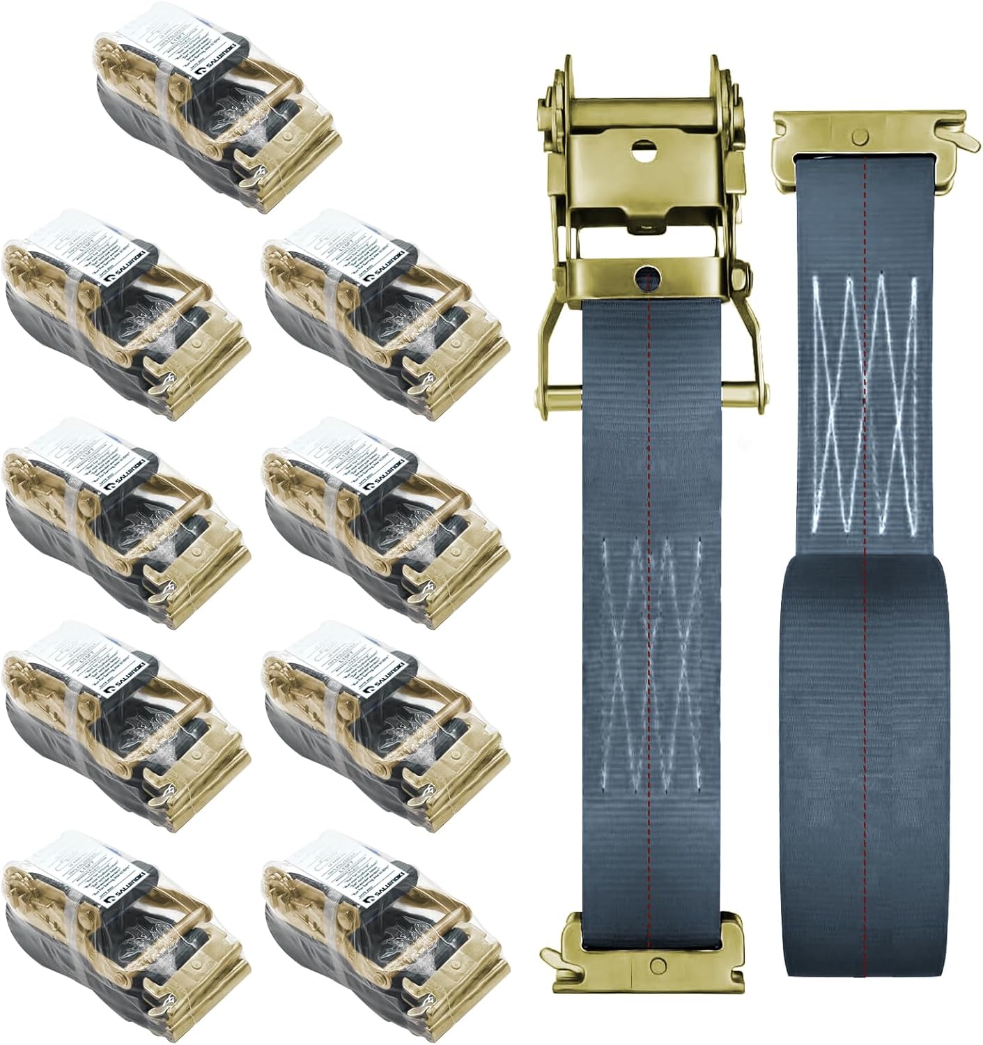 10Pack E Track 2 Ratchet Strap Etrack Van Box Truck Strap Accessories Heavy Duty 12ft E Track Accessories 4400lbs Breaking Load, 2200 Working Load Black