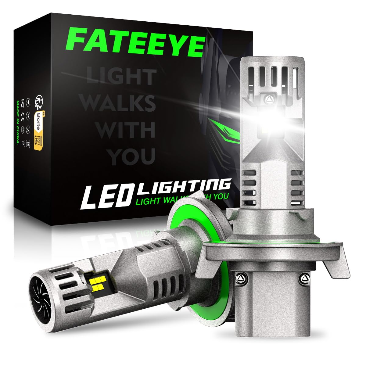 𝑯13 Fog Light Bulbs - 60000LM 6500K LED Light Bulb with Turbo Cooling Fan, 1:1 Size, Super Brightness, Non-Polarity, Plug and Play, Pack of 2