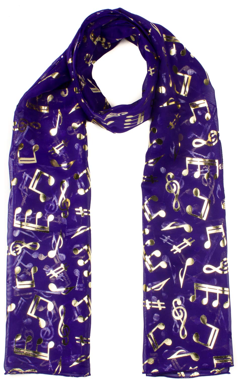 Mytoptrendz Women's Purple Mytoptrendz® Treble Clef Music Note Print Chiffon Scarf Lightweight Neck Wrap (Purple)