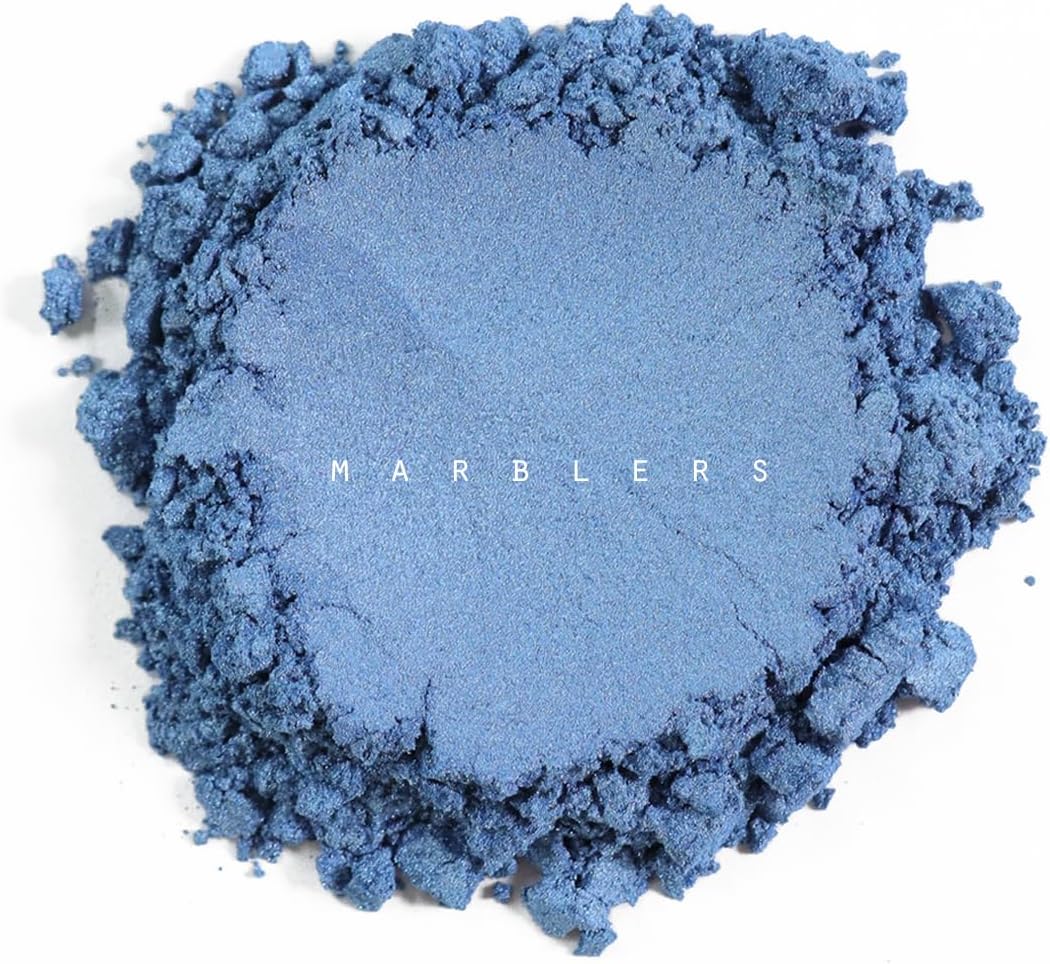 MARBLERS Blue Mica Powder [Shine Blue] 1oz (28g) | Cosmetic Grade | Epoxy Resin Pigment | Dye | Non-Toxic, Vegan, Cruelty-Free | Lip Gloss, Nails, Body Butter | Bath Bomb, Candle & Soap Making - Image 3