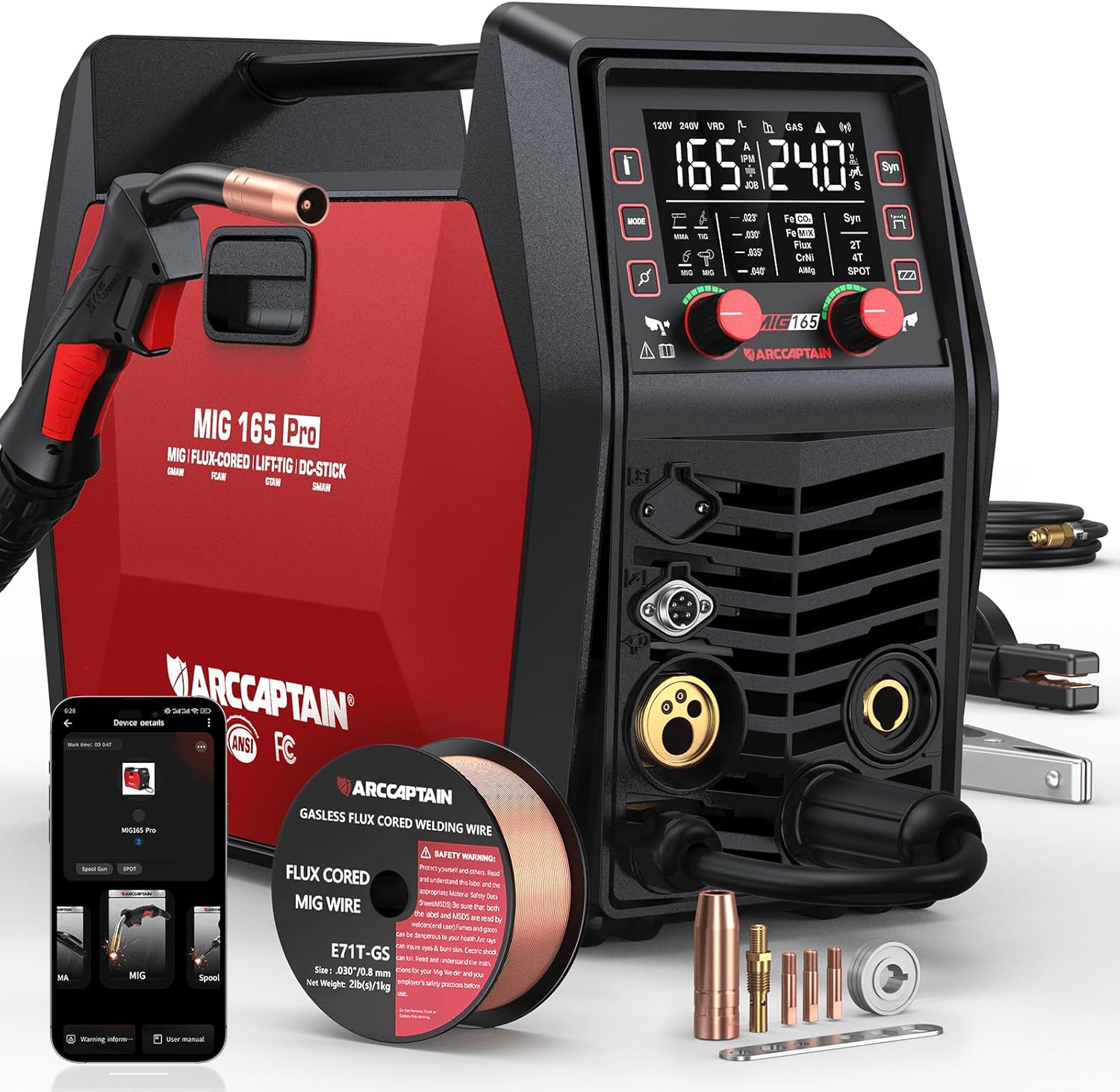 ARCCAPTAIN 6-in-1 MIG Welder, 165A, 120/240V