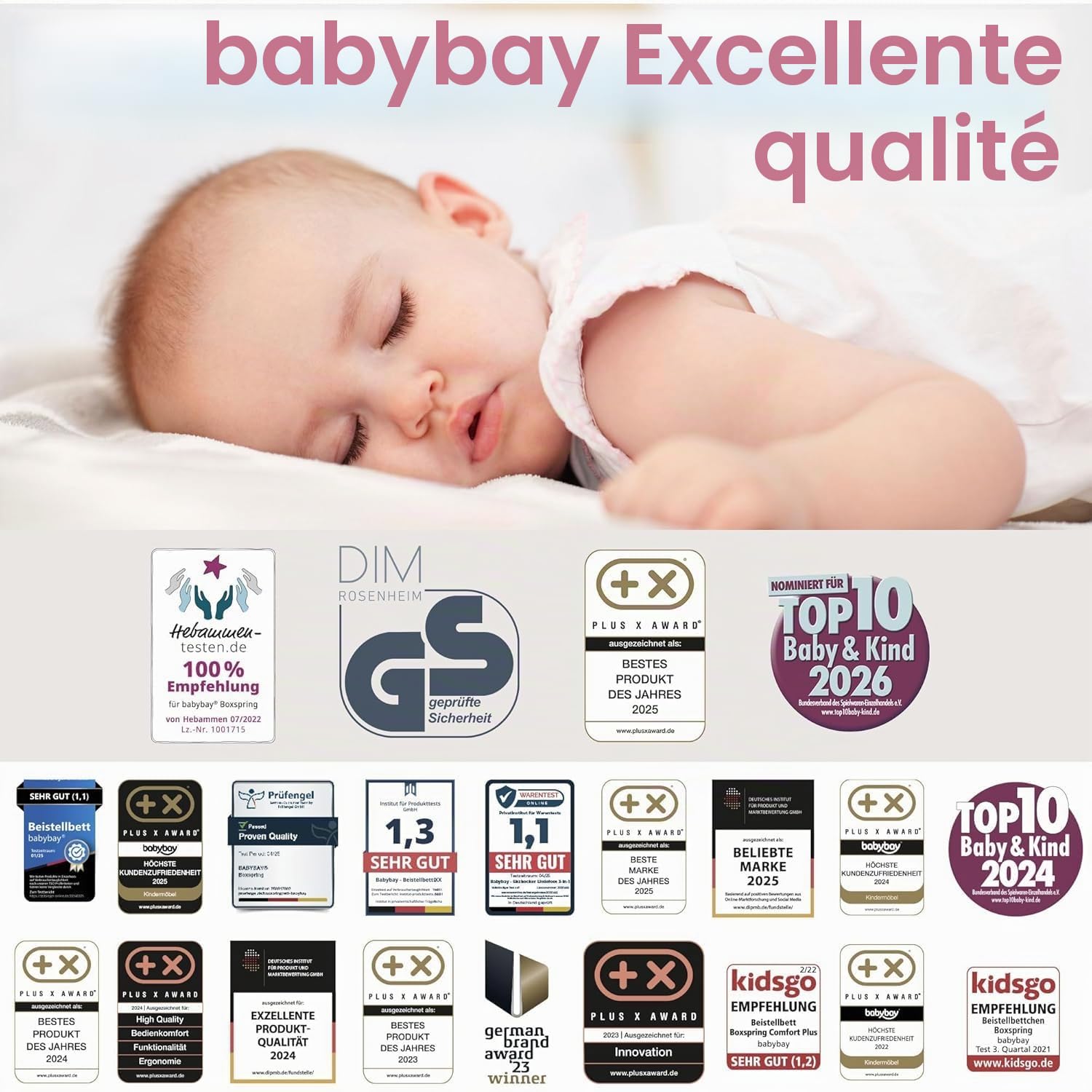 Drap–housse jersey babybay deluxe double pack adapté aux modèles Maxi, Midi, Boxspring, Comfort et Comfort Plus, blanc, 89 x 50 cm (pack double)