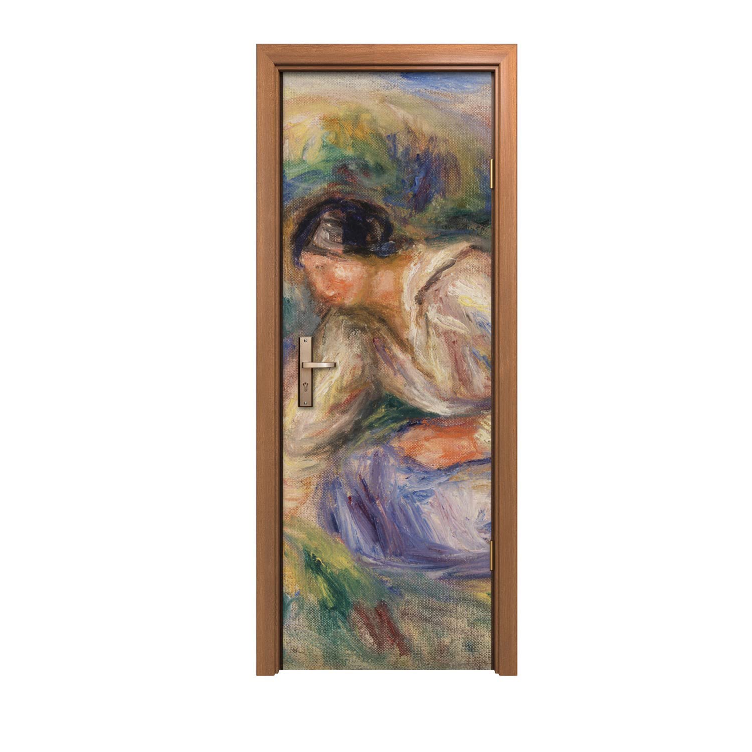 Autocollant de porte 70x200cm Herbe femme pour décoration murale de maison