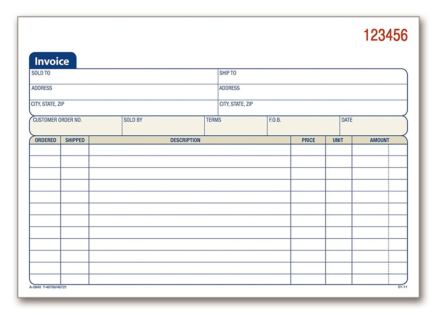 Adams Invoice Book, 2-Part, Carbonless, 5-9/16 x 8-7/16 Inches, 50 Sets per Book (DC5840) (12 Pack)