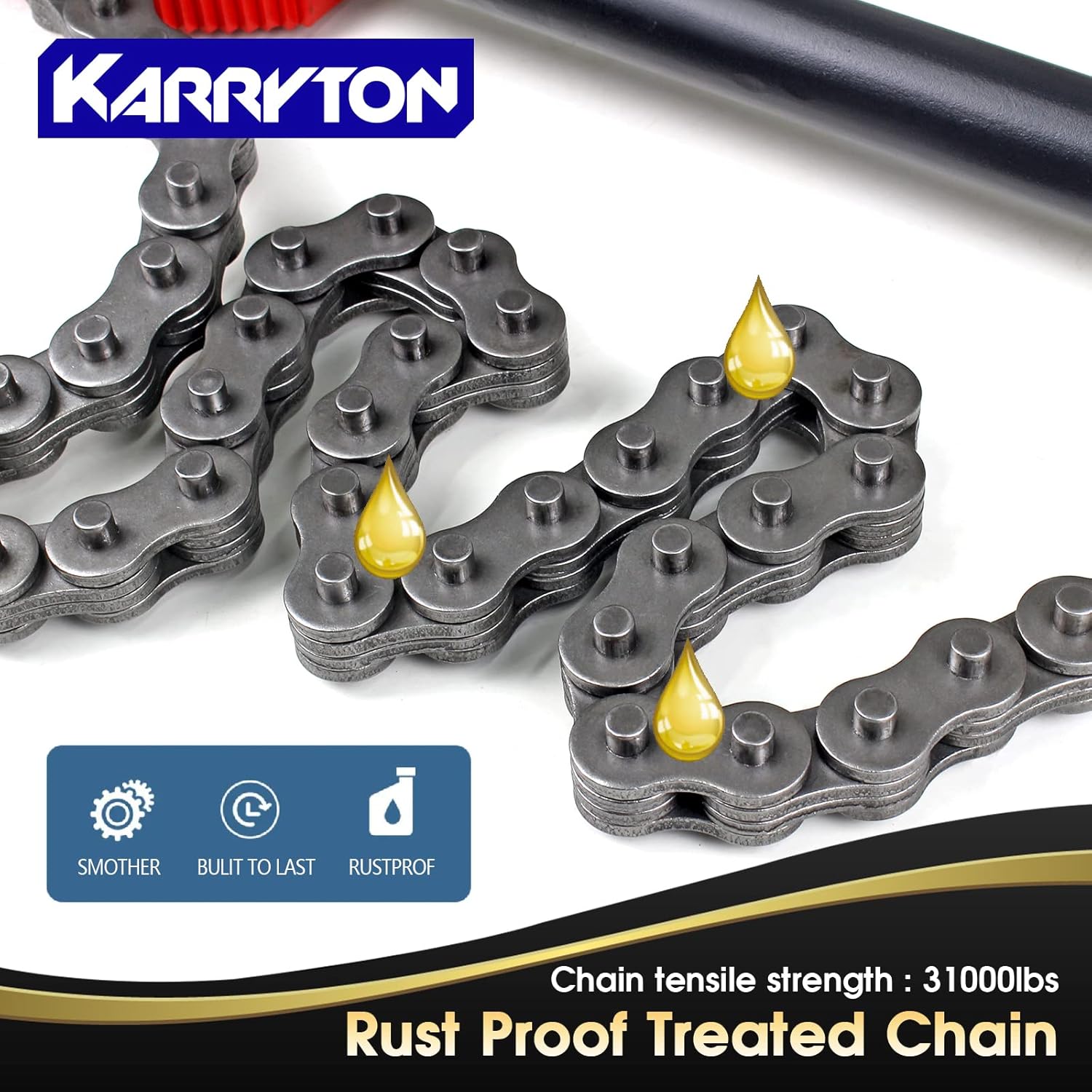 64" Chain Pipe Wrench, Fits 2"-12" Pipe Diameters, 55" Chain Length Max Breaking Load 31000LBs, Heavy Duty Chain Tongs for Pipe Installation, Oil Fields Operations and Maintenance