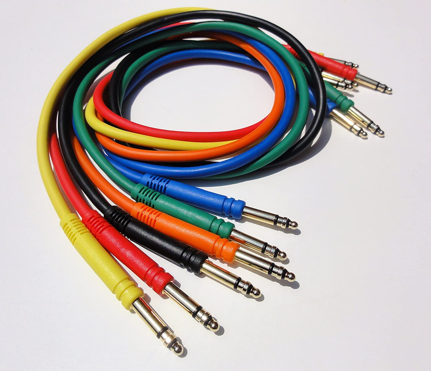 Hemyum JDS Audio TT Bantam 1.5 Foot Gold Plated Quad Core Patch Cables (Pack of 6) Multi-Color 18"