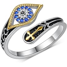 Turkish Evil Eye Ring 925 Sterling Silver Adjustable Spoon Cross Ring Evil Eye Mal De Ojo Nazar Amulet Jewelry Gifts for Women