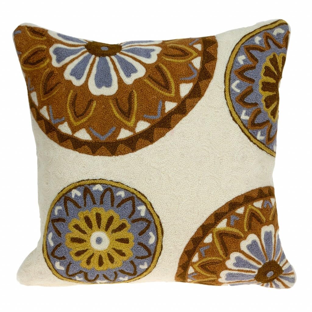 Bed Bath Beyond 20 X 20 Beige and and Brown Floral Zippered 100 Cotton Throw Pillow