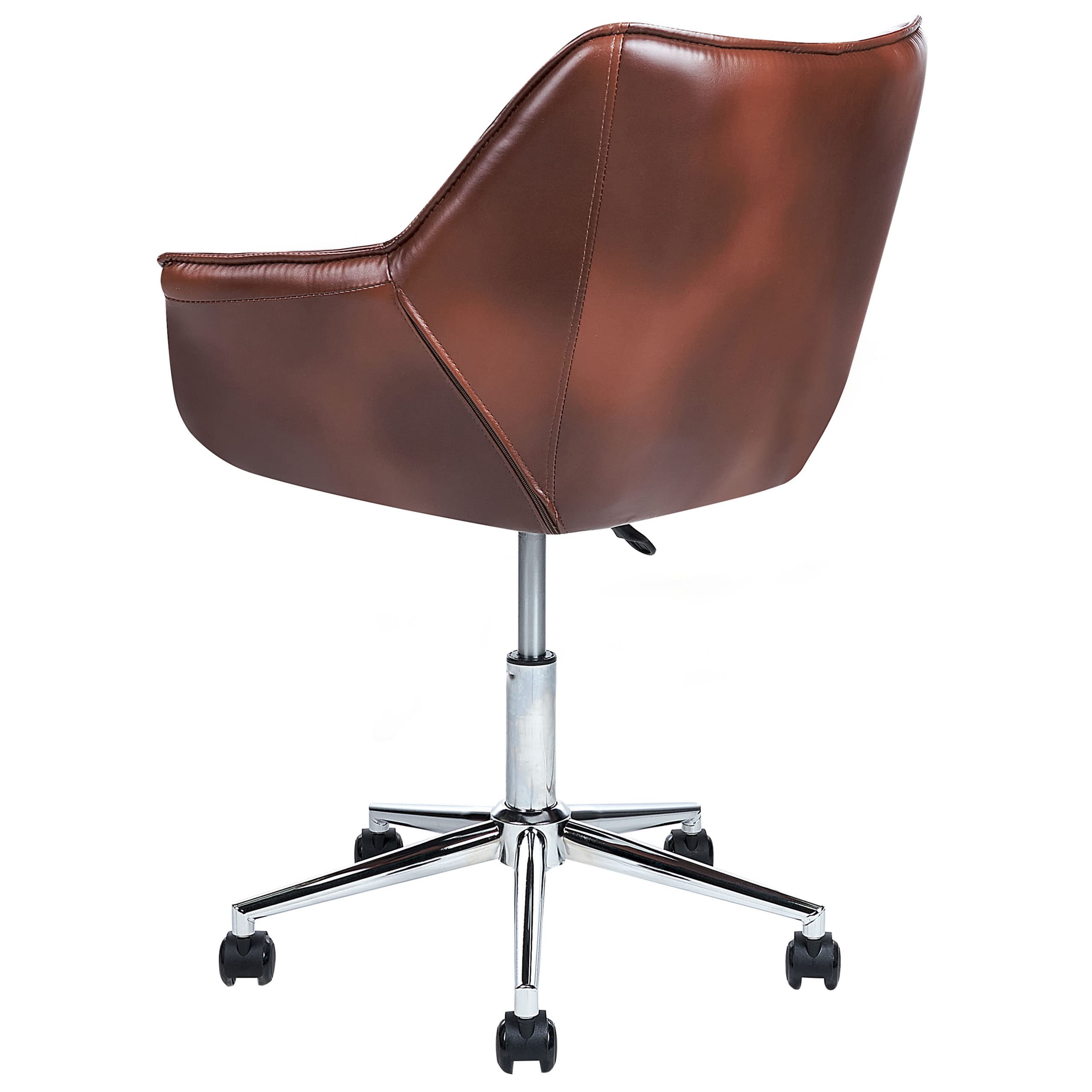 Beliani Élégant Fauteuil de Bureau Pivotant à Hauteur Réglable en Cuir PU Marron Newdale