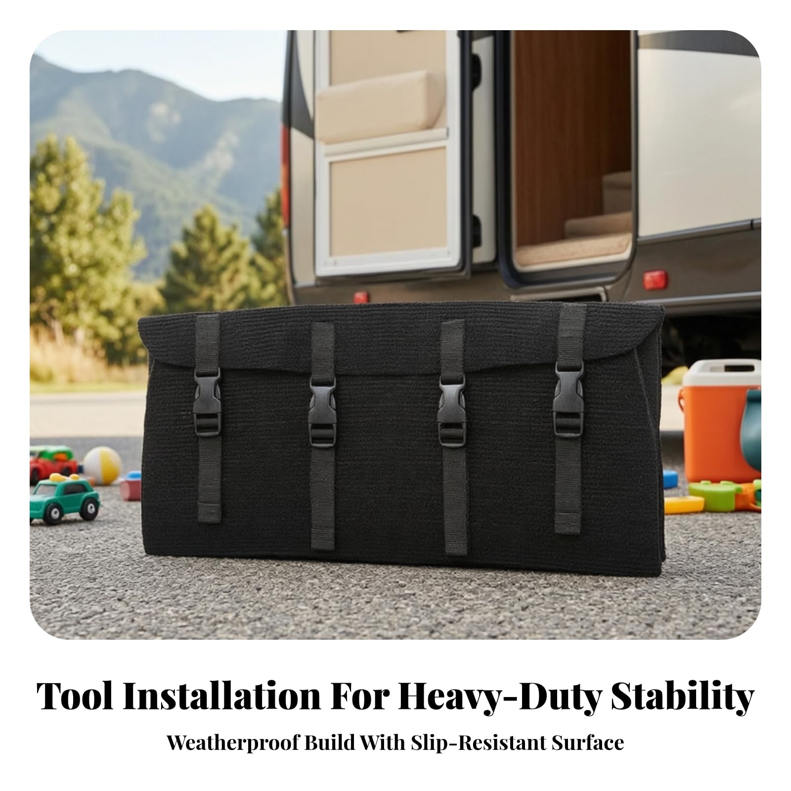 Harilla 3 Stück Treppenmatte leicht zu reinigen Camping-Treppenmatte verstellbar Trittstufenmatte mit schn für Familien, Outdoor-Abenteuer