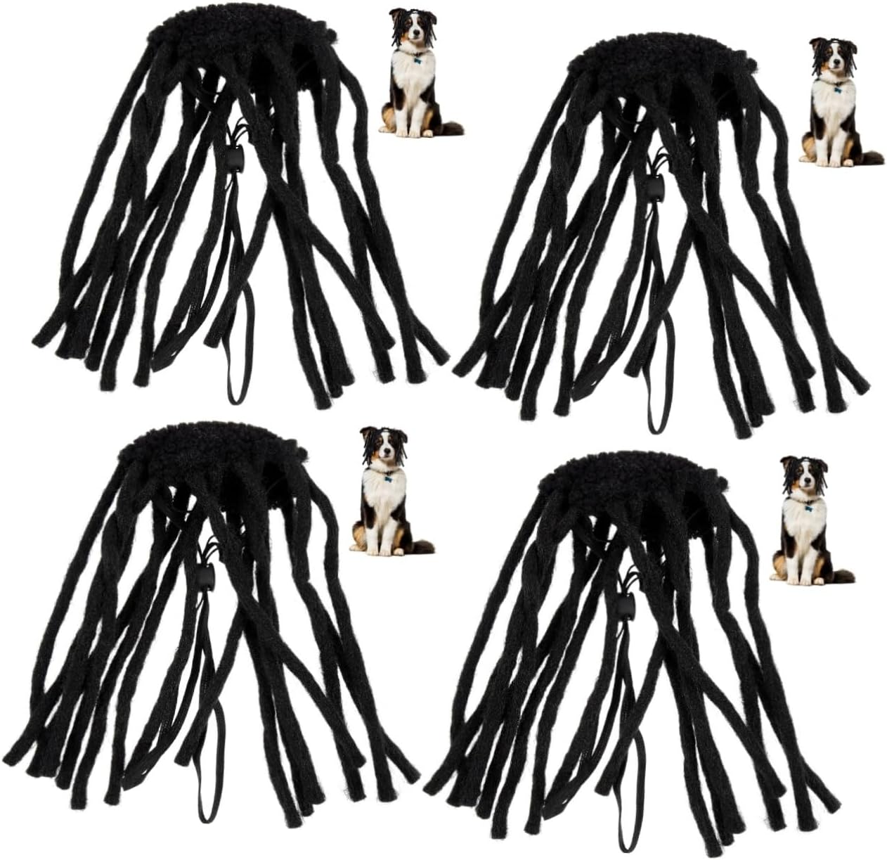 4pcs Funny Dog Wig Pet Costume Accessory Dog Headdress Hairpiece Pet Dress up Cat Wig