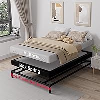 Vista 8 de Tyndall Base de colchón con base de colchón con marco de metal resistente, sin ruido, fácil montaje, antideslizante, color negro