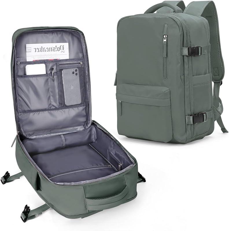 Mochila de viaje para artículos personales para mujeres y hombres, bolsa de transporte Airlines 18x14x8 | Mochila para portátil de 15,6 pulgadas, aprobada por vuelo, para debajo del asiento, trabajo de negocios con botella de agua y bolsa para zapatos, mochila informal para viajes