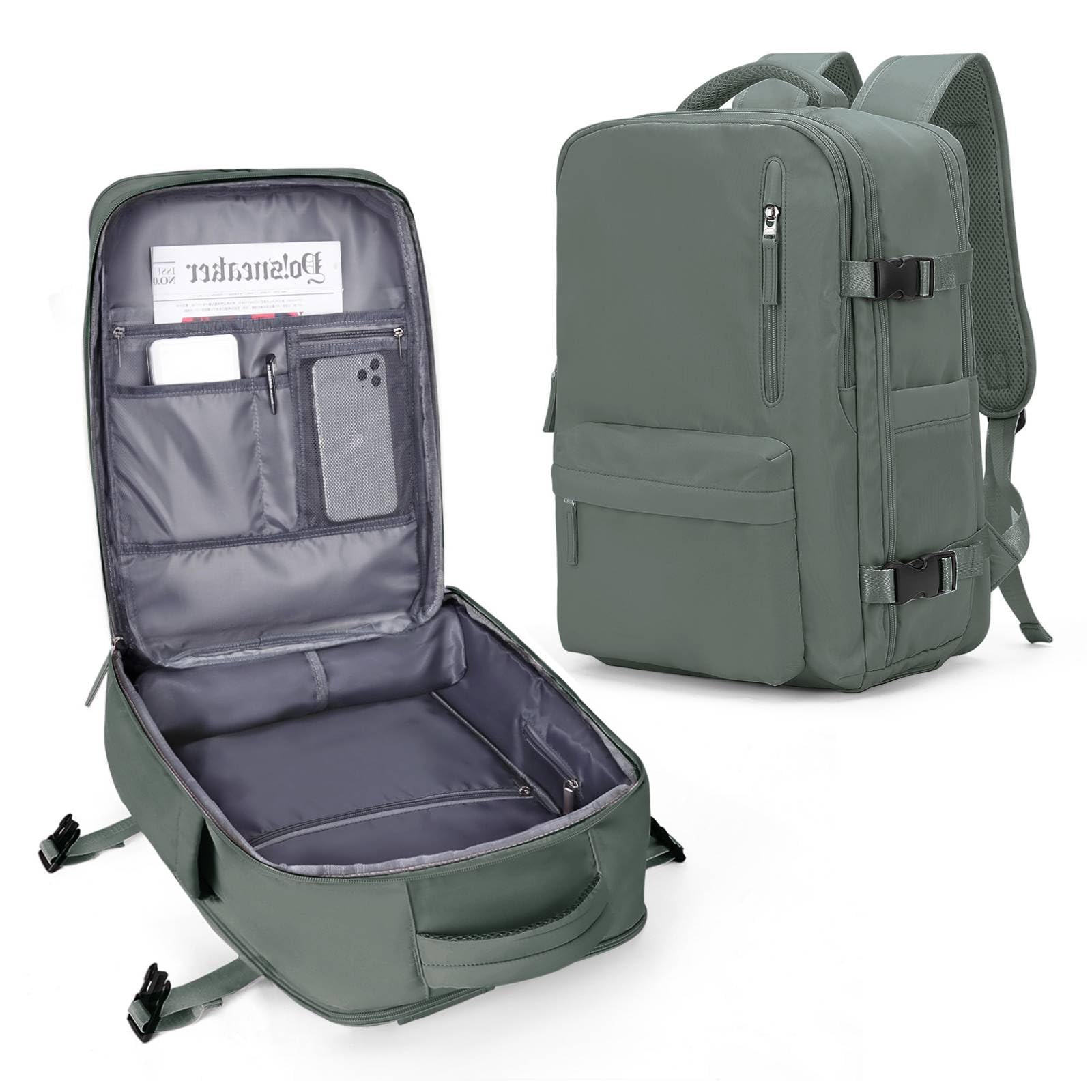 VECAVE Travel Backpack,Carry On Backpack for Women,Airline Flight Approved Waterproof 14 Inch Laptop Backpack with Shoe Compartment Casual Daypack