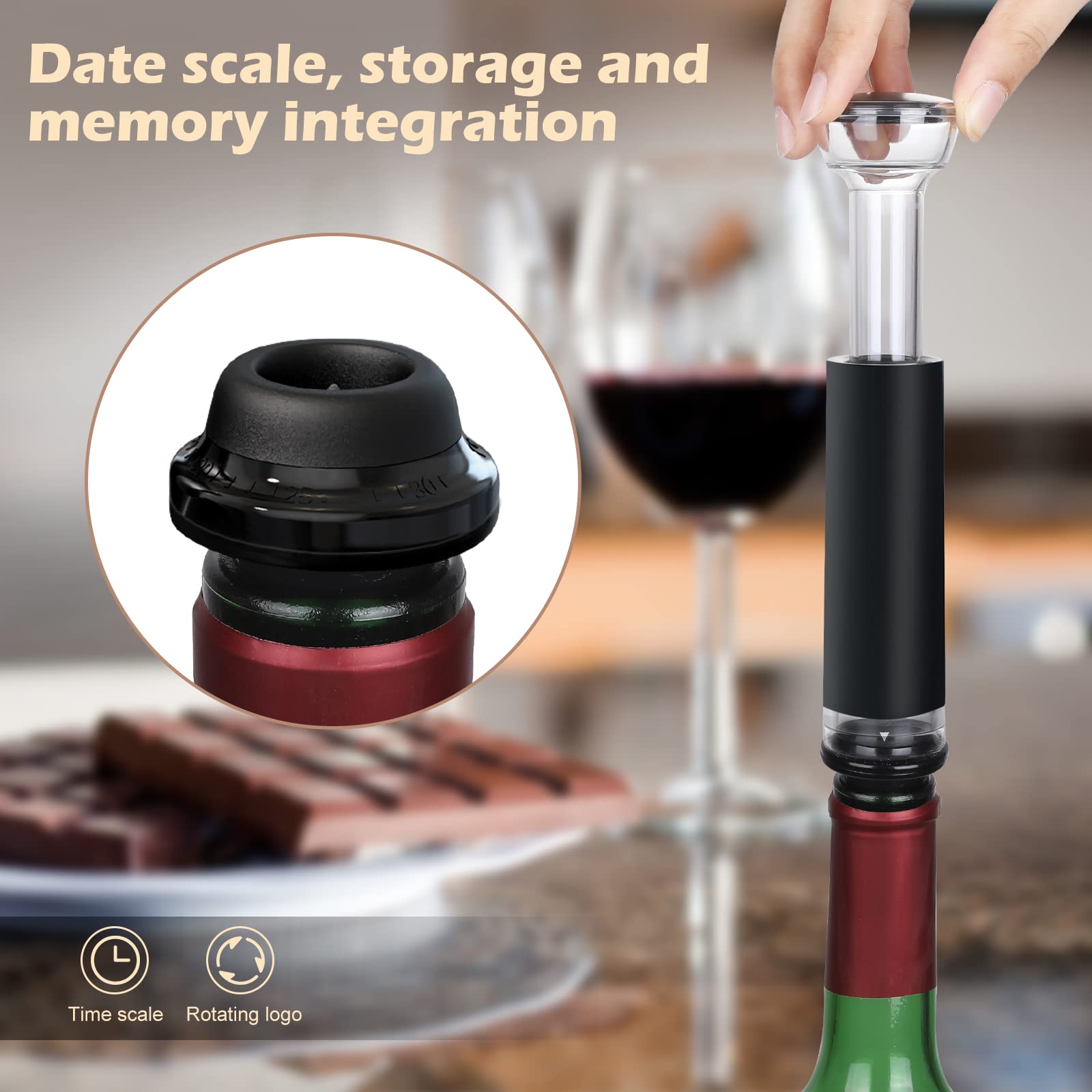 Anpro Cavatappi Elettrico con Supporto di Ricarica, Set da Vino in Alluminio Nero